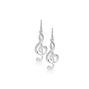 【中古】【輸入品 未使用】BLING BIJOUX Melody Note Music Dangle Earrings Never Rust 925 Sterling Silver Natural and Hypoallergenic Hooks For Women and Girls with