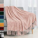 【中古】【輸入品 未使用】PAVILIA Chenille Tassel Fringe Throw Blanket Velvety Texture Decorative Throw for Sofa Couch Bed Soft Silky Cozy Lightweight Knitte