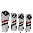 【中古】【輸入品・未使用】Majek Retro Golf Headcovers White Red and Black Vintage Leather Style 1 3 5 X Driver Fairway and Hybrid Head Covers Fits 460cc Drivers