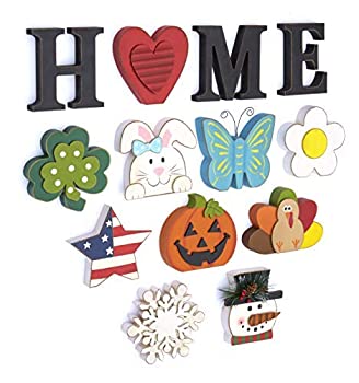 【中古】【輸入品・未使用】The Lakeside Collection Wooden Decorative Home Signs with Letters, Pumpkin, Turkey, Snowflake - 13 Pc. [並行輸入品]