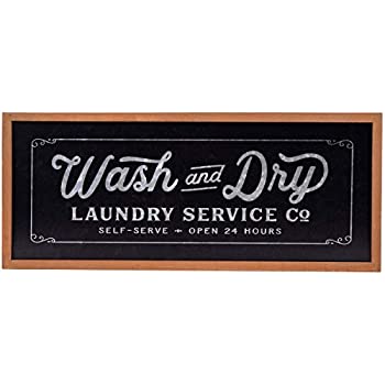 šۡ͢ʡ̤ѡNIKKY HOME Metal Wash and Dry Wall Plaque Sign for for Laundry Room, 23.94 x 1.02 x 10.04 Inches, Black [¹͢]