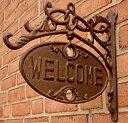 【中古】【輸入品 未使用】Upper Deck Welcome or Go Away Sign Ornate Cast Iron Front Door Plaque 並行輸入品