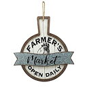 【中古】【輸入品・未使用】Parisloft Farmer's Market Open Daily Wood and Metal Circular Signs|Rustic Farmhouse Kitchen Wood Sign Plaque Wall Hanging Decor 17.75x0