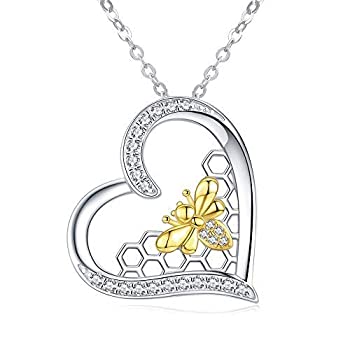【中古】【輸入品 未使用】925 Sterling Silver Bee Necklace Butterfly Heart Pendant Necklaces for Women Mother 039 s Day Gifts for Her 並行輸入品