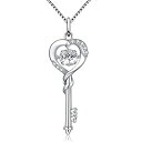 【中古】【輸入品 未使用】MABELLA Dancing CZ Key to Heart Sterling Silver 18K White Gold Plated Key Pendant Necklace,Women Gifts for Mom 並行輸入品