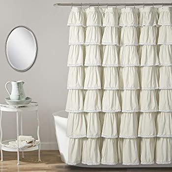 yÁzyAiEgpzLush Decor Lace Ruffle Shower Curtain, 72 inch x 72 inch, Ivory [sAi]