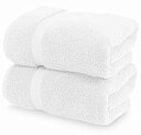 【中古】【輸入品 未使用】Luxury White Bath Towels Large - Circlet Egyptian Cotton Highly Absorbent Hotel spa Collection Bathroom Towel 30x56 Inch Set of 2