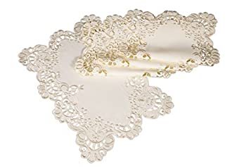 šۡ͢ʡ̤ѡXia Home Fashions XD17106 Scalloped Lace Embroidered Cutwork Placemats, 13 by 19-Inch, Beige, 4 Piece [¹͢]