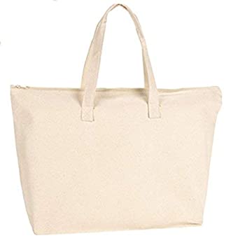 šۡ͢ʡ̤ѡBest Deal (3 pack only for 22.90 $) Heavy Duty Canvas Tote Bags with Zipper Top and Zipper Inside Pockets, Size 20 inchW x 15 inchH x 5