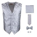 【中古】【輸入品・未使用】Y&G Men's Fashion Groom Pattern Mens Vest Tie Bowtie Cufflinks Hank...