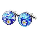 【中古】【輸入品・未使用】GlassOfVenice Murano Glass Venetian Classic Round Cufflinks - Aqua ...