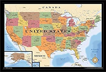 【中古】【輸入品 未使用】Trends International Map - USA, 22.375 inch x 34 inch, Black Framed Version 商品カテゴリー: ポスター 絵画 並行輸入品