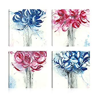 šۡ͢ʡ̤ѡArt Maison Floral Flower Bouquet Giclee Print Canvas Art| Wall D?cor for Home &Office | Ready to Hang| Set of 4(16x16INCH), M (Frame