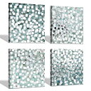 【中古】【輸入品 未使用】Abstract Canvas Wall Art Pictures: Silver Foil Artwork Squares Modern Gradient Painting for Office ( 12” x 12” x 4 Panels ) 商品カテ