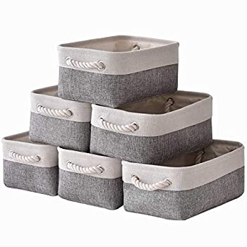 šۡ͢ʡ̤ѡSacyic Baskets Storage Bins [6-Pack] Fabric Storage Baskets Cloth Baskets Empty Gift Baskets with Rope Handles Decorative Baskets for O