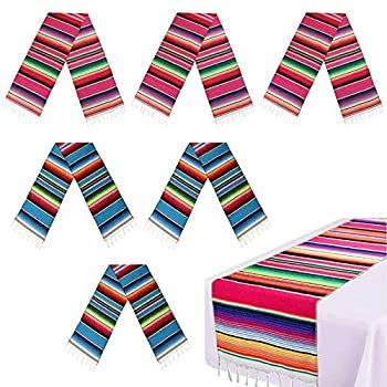 【中古】【輸入品・未使用】6 Pack Mexican Table Runner 14 x 108 Inches Serape Blanket Colorful Fringe Table Cloths Decor for Mexican Tribal Cinco de Mayo Fiesta P