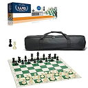 yÁzyAiEgpzWE Games Complete Tournament Chess Set - Plastic Chess Pieces with Green Roll-up Chess Board and Travel Canvas Bag [sAi]