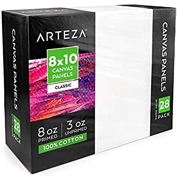 【中古】【輸入品 未使用】Arteza 8x10” White Blank Canvas Panels Boards, Bulk Pack of 28, Primed, 100 Cotton for Acrylic Painting, Oil Paint Wet Art Media, C