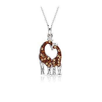 【中古】【輸入品 未使用】Gentle Elegant Giraffe Couple in Love Pendant Necklace Never Rust 925 Sterling Silver Hypoallergenic Chain for Women and Girls, with