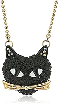 šۡ͢ʡ̤ѡBetsey Johnson Black Pave Cat Pendant Necklace [¹͢]