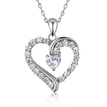 yÁzyAiEgpz925 Sterling Silver heart necklace - Billie Bijoux gYou Are the Only Oneh Love Platinum Plated CZ pendant 18