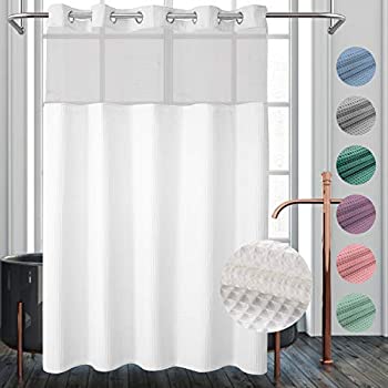 楽天スカイマーケットプラス【中古】【輸入品・未使用】River Dream Waffle Weave Fabric Shower Curtain No Hooks Needed, Cotton Blend, with Snap-in Repalcement Liner - Hotel Grade, Water Repel