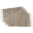 【中古】【輸入品 未使用】SARO LIFESTYLE C tier Collection Chindi Placemats With Fringe Edges (Set of 4), 14 inch x 20 inch, Blue-Grey 並行輸入品