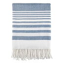 【中古】【輸入品 未使用】Fennco Styles Classic Striped Fringed Design Throw Blanket 50 inch W x 60 inch L - Navy Blue Lightweight Blanket for Couch, Bedroom and