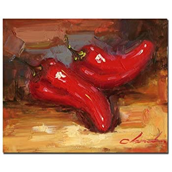 【中古】【輸入品・未使用】Chili Peppers by Master's Art, 18x24-Inch Canvas Wall Art 商品カテゴリー: ポスター 絵画 [並行輸入品]