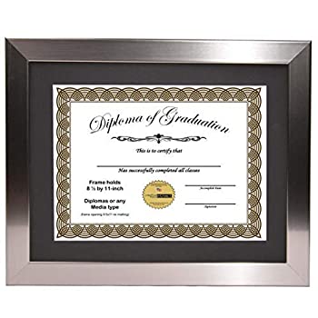 【中古】【輸入品 未使用】Creative Picture Frames 11” x 14” Stainless Steel Finish Diploma Frame with Black Mat to Hold 8.5 by 11-inch Graduation Documents w/S