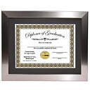 Creative Picture Frames 11” x 14” Stainless Steel Finish Diploma Frame with Black Mat to Hold 8.5 by 11-inch Graduation Documents w/S