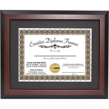 【中古】【輸入品 未使用】Creative Picture Frames 11x14-inch Mahogany Diploma Frame with Black Mat to Hold 8.5” x 11” Graduation Certificate Documents with Ins