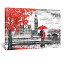 šۡ͢ʡ̤ѡKreative Arts - Red Umbrella Couple Painting Canvas Art Wall Decor Print Romantic London Street Landscape Paintings Canvas Ready to Han