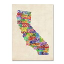 yÁzyAiEgpzCalifornia Text Map by Michael Tompsett work, 22 by 32-Inch Canvas Wall Art iJeS[: |X^[ G [sAi]