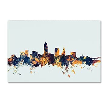Cleveland Ohio Skyline Blue by Michael Tompsett, 22x32-Inch Canvas Wall Art 商品カテゴリー: ポスター 絵画 