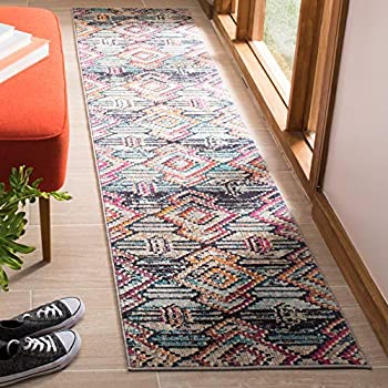 【中古】【輸入品・未使用】Safavieh Madison Collection MAD455Z Moroccan Boho Diamond Distressed Runner, 2ft 2 inch x 12ft, Black/Orange 商品カテゴリー: ラグ カー