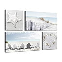 【中古】【輸入品・未使用】Beach Wall Art Seascape Print: Starfish & Chair on Seaside Giclee A...