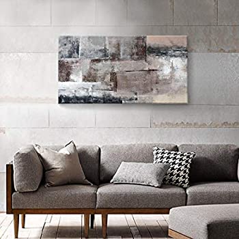 【中古】【輸入品 未使用】Gray Abstract Wall Art Decor Hand Painted Oil Painting on Canvas Framed 48 inches x 24 inches Large Colorful Modern Artwork Wall Art fo