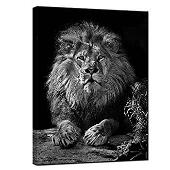 【中古】【輸入品 未使用】Nachic Wall Lion Canvas Wall Art Modern Black and White Animal Picture Painting for Home Office Living Room Bedroom Decor Gallery Canva