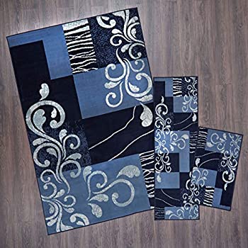 šۡ͢ʡ̤ѡHome Dynamix Ariana Galil Area Rug 3 Piece Set (4ft11 inch x6ft11,1ft8 x4ft11,1ft8 x2ft8), Geometric Blue ʥƥ꡼: 饰 ڥ