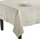 【中古】【輸入品・未使用】SARO LIFESTYLE Collection Poly and Linen Blend Toscana Tablecloth with Hemstitch Border, 65 inch x 180 inch, Natural 商品カテゴリー: テ