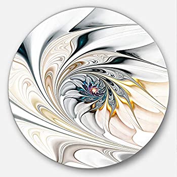 Designart MT10276 C23 White Stained Glass Floral Art Floral Disc, 23 inch x 23 inch, White 商品カテゴリー: 絵画 ポスター 