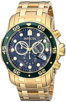 šۡ͢ʡ̤ѡۥ Invicta Mens Pro Diver Scuba Swiss Chronograph Black Dial 18k Gold Plated Watch 80074 [¹͢]