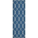 yÁzyAiEgpzSafavieh Dhurries Collection DHU415A Handmade Dark Blue Wool Area Runner, 2 feet 6 inches by 8 feet (2'6' x 8') [sAi]