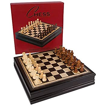 【中古】【輸入品 未使用】Kavi Black Inlaid Wood Chess Board Game with Weighted Wooden Pieces and Tray - 18 Inch Set (Large) 並行輸入品