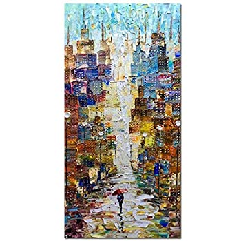 【中古】【輸入品 未使用】V-inspire Paintings, 24x48 Inch Modern Abstract Painting Romatic Street Oil Hand Painting Landscape 3D Hand-Painted On Canvas Abstract