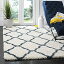 šۡ͢ʡ̤ѡSafavieh Hudson Shag Collection SGH283T Trellis 2-inch Thick Area Rug, 4ft x 6ft, Ivory/Slate Blue ʥƥ꡼: 饰 ڥå [