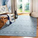 yÁzyAiEgpzSafavieh Cedar Brook Collection CDR711M Hand-Woven Cotton Area Rug, 5ft x 8ft, Blue/Ivory iJeS[: O J[ybg [sAi]