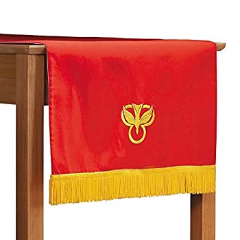 šۡ͢ʡ̤ѡBeautifully Embroidered Reversible Table Runner Red/White With Gold Fringe ʥƥ꡼: ơ֥ʡ [¹͢]