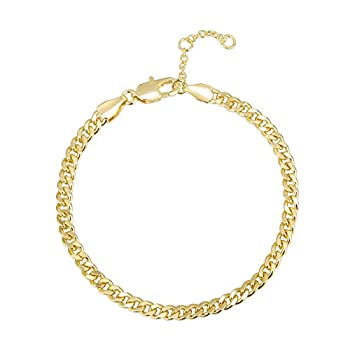 【中古】【輸入品・未使用】PAVOI 14Kゴールドメッキ ペーパークリップ/カーブ/フィガロチェーン 調節可能なブレスレット レディース, 7 5 inch, 金メッキ。, 宝石なし。